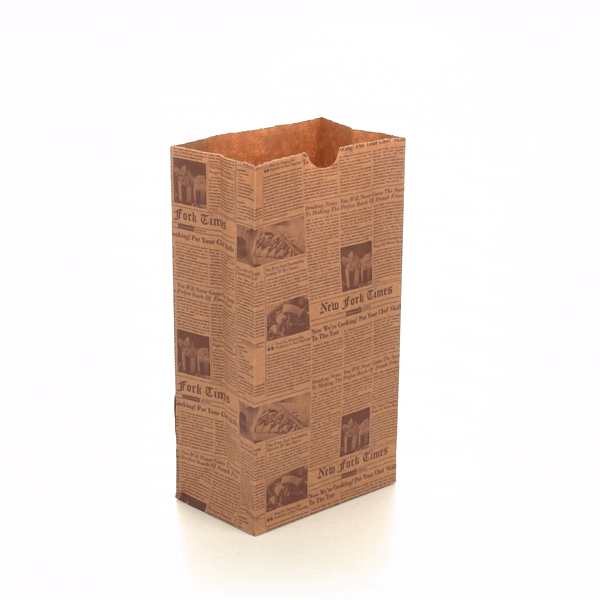 Bag Tek Kraft Newsprint Paper Bag - 4 lb - 5" x 3 1/4" x 9 1/2" - 100 count box