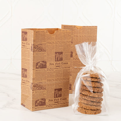 Bag Tek Kraft Newsprint Paper Bag - 4 lb - 5" x 3 1/4" x 9 1/2" - 100 count box