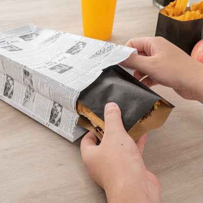 Bag Tek Newsprint Paper Bag - 4 lb - 5" x 3 1/4" x 9 1/2" - 100 count box