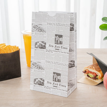 Bag Tek Newsprint Paper Bag - 4 lb - 5" x 3 1/4" x 9 1/2" - 100 count box