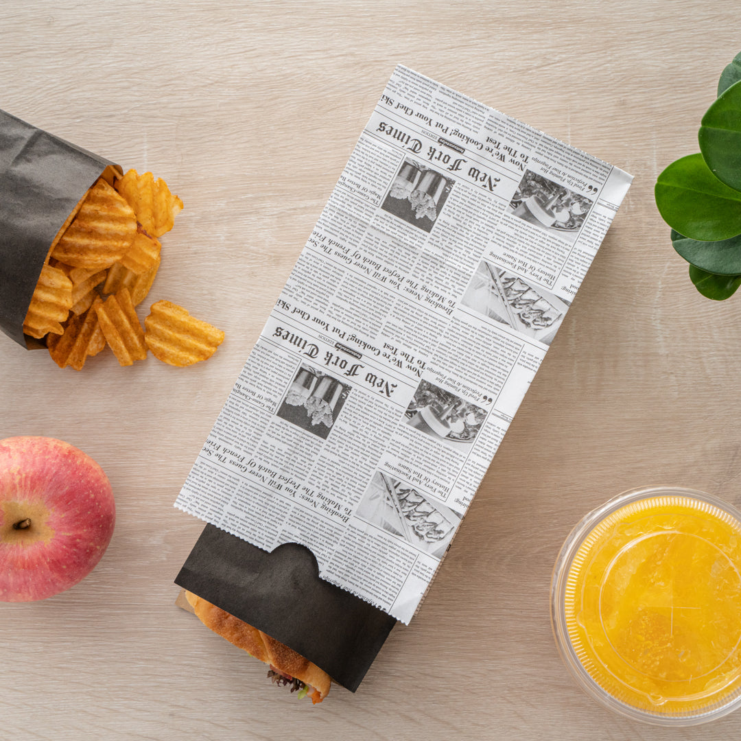 Bag Tek Newsprint Paper Bag - 4 lb - 5" x 3 1/4" x 9 1/2" - 100 count box