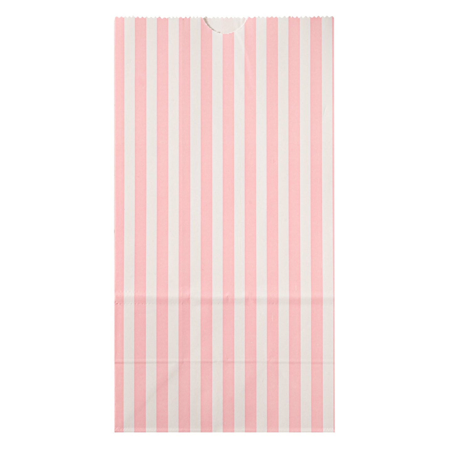 Bag Tek Pink and White Stripe Paper Bag - 4 lb - 5" x 3 1/4" x 9 1/2" - 100 count box