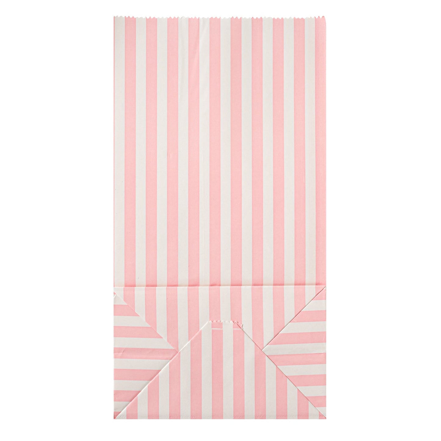 Bag Tek Pink and White Stripe Paper Bag - 4 lb - 5" x 3 1/4" x 9 1/2" - 100 count box
