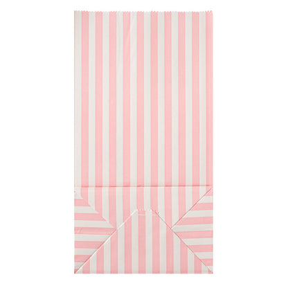 Bag Tek Pink and White Stripe Paper Bag - 4 lb - 5" x 3 1/4" x 9 1/2" - 100 count box