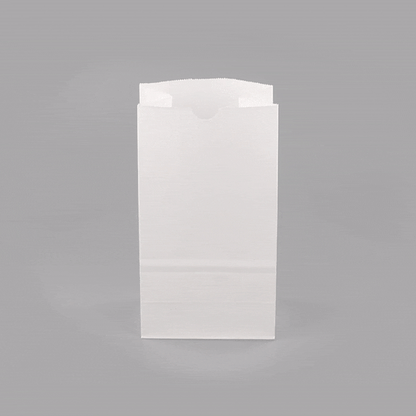 Bag Tek White Paper Bag - 4 lb - 5" x 3 1/4" x 9 1/2" - 100 count box