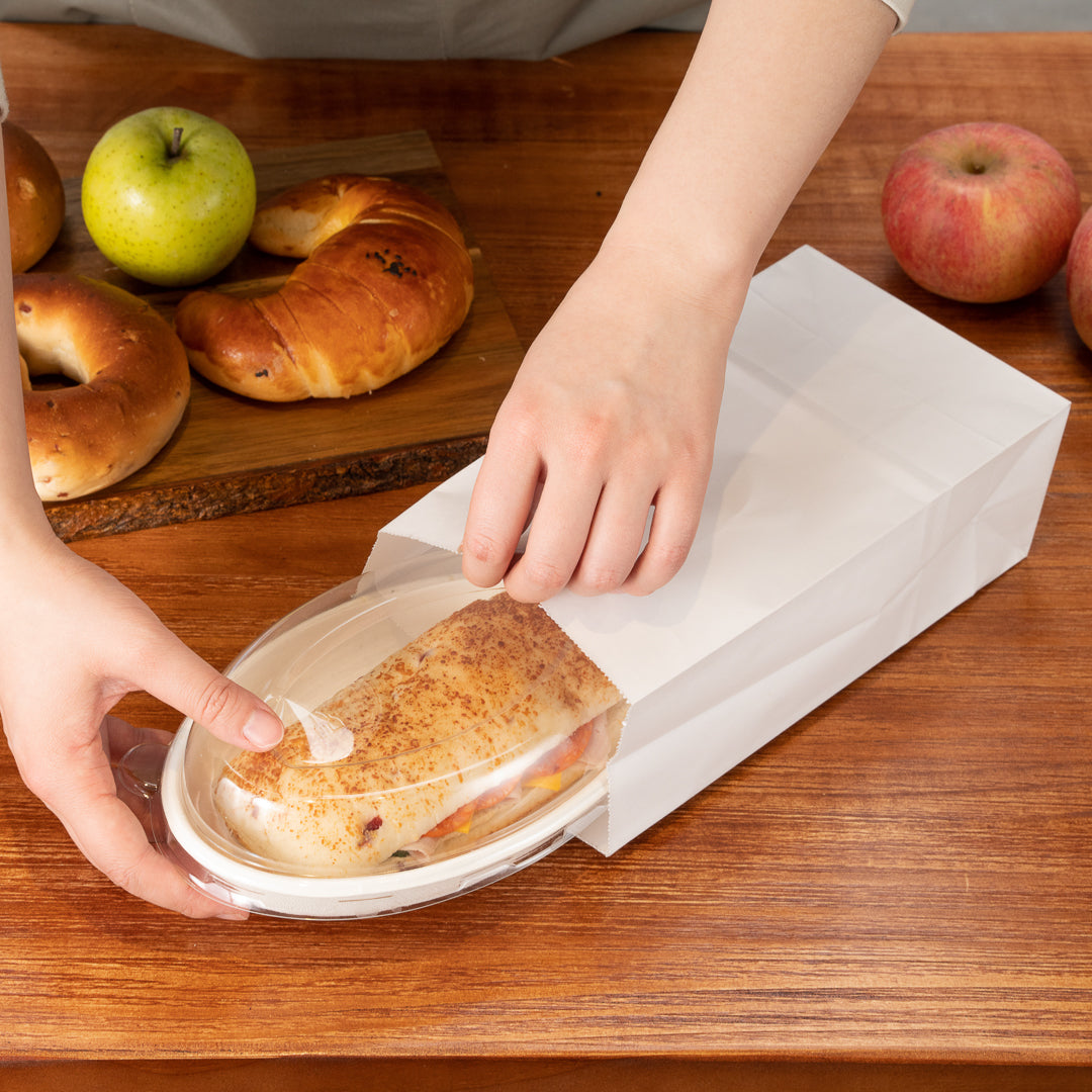 Bag Tek White Paper Bag - 4 lb - 5" x 3 1/4" x 9 1/2" - 100 count box