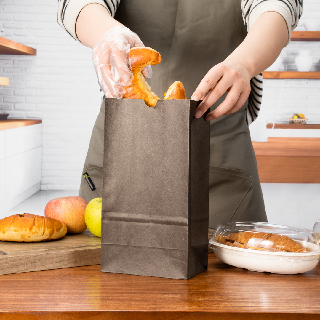 Bag Tek Black Paper Bag - 6 lb - 6" x 3 1/2" x 10 3/4" - 100 count box