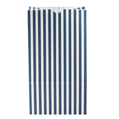 Bag Tek Blue and White Stripe Paper Bag - 6 lb - 6" x 3 1/2" x 10 3/4" - 100 count box