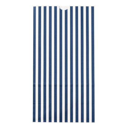 Bag Tek Blue and White Stripe Paper Bag - 6 lb - 6" x 3 1/2" x 10 3/4" - 100 count box