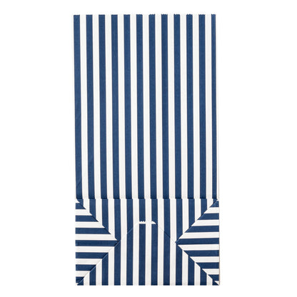 Bag Tek Blue and White Stripe Paper Bag - 6 lb - 6" x 3 1/2" x 10 3/4" - 100 count box