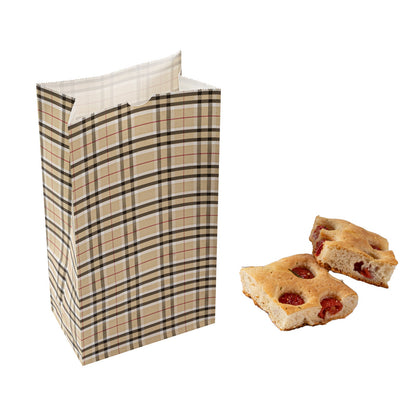 Bag Tek Plaid Paper Bag - 6 lb - 6" x 3 1/2" x 10 3/4" - 100 count box