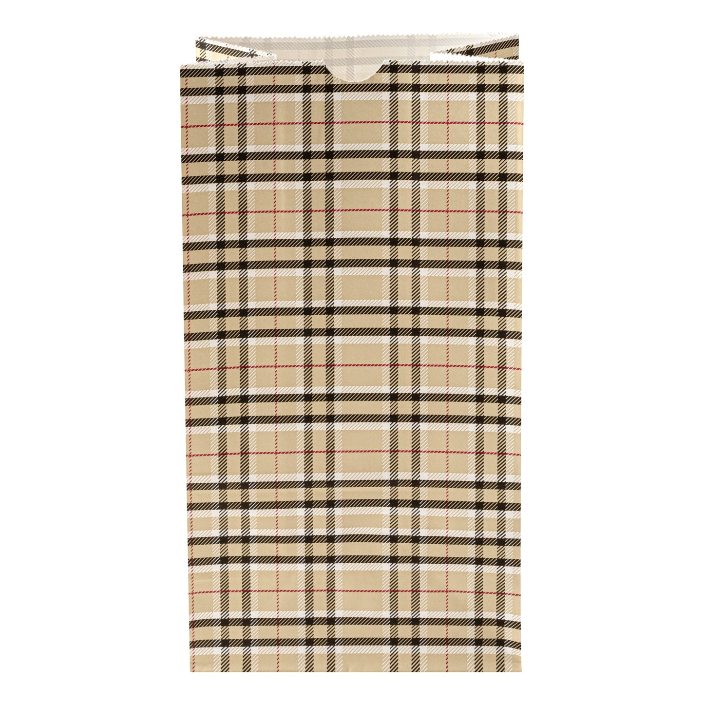 Bag Tek Plaid Paper Bag - 6 lb - 6" x 3 1/2" x 10 3/4" - 100 count box