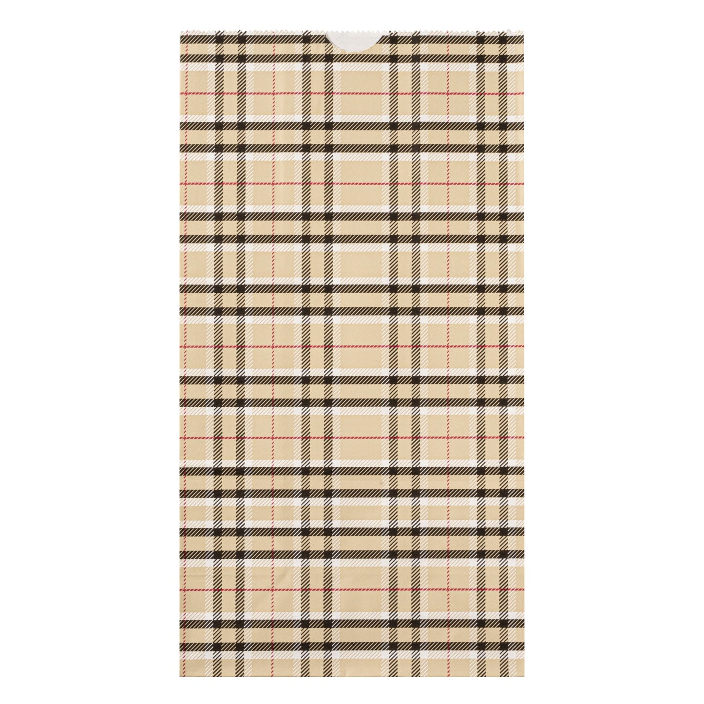 Bag Tek Plaid Paper Bag - 6 lb - 6" x 3 1/2" x 10 3/4" - 100 count box
