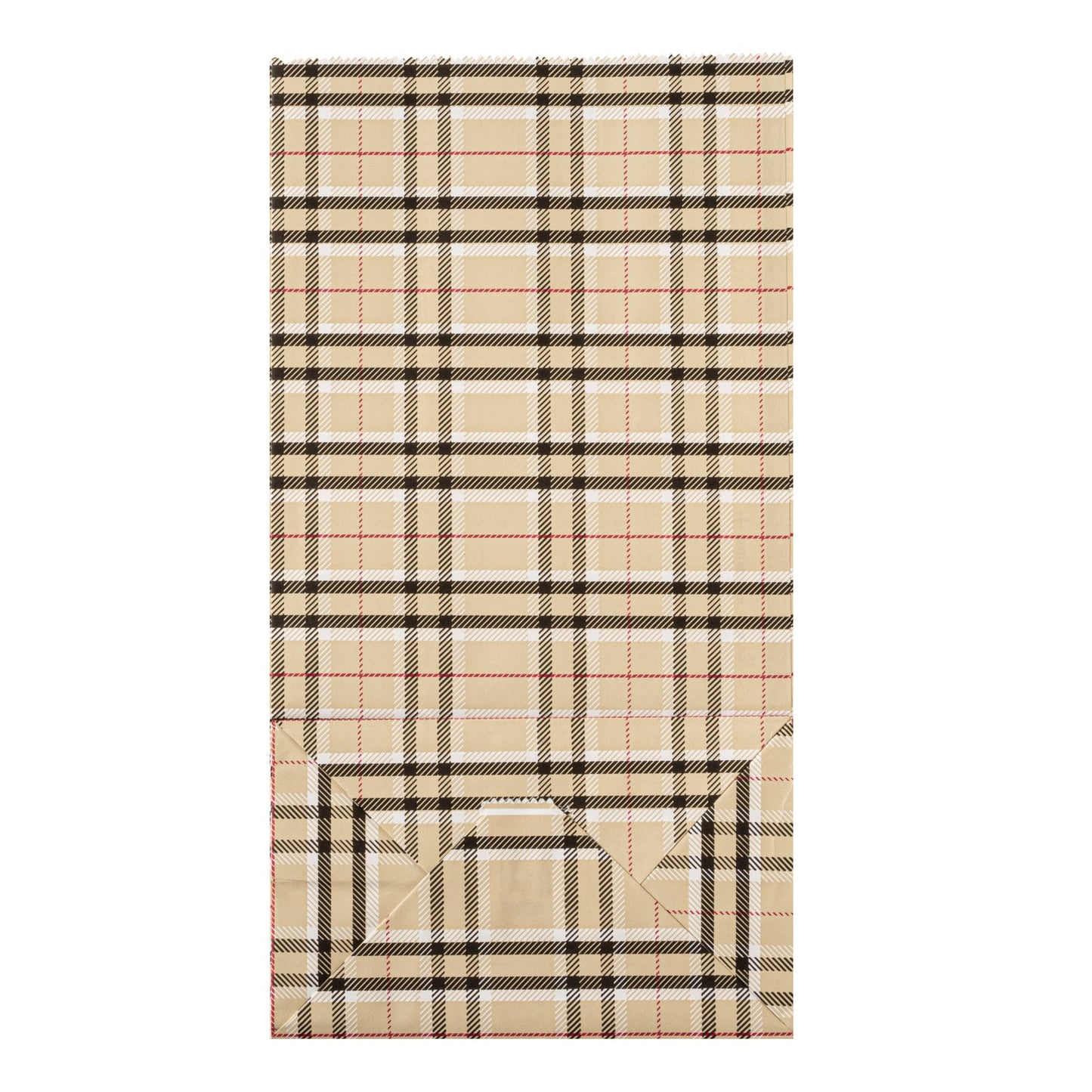 Bag Tek Plaid Paper Bag - 6 lb - 6" x 3 1/2" x 10 3/4" - 100 count box