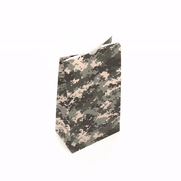 Bag Tek Camouflage Paper Bag - 6 lb - 6" x 3 1/2" x 10 3/4" - 100 count box