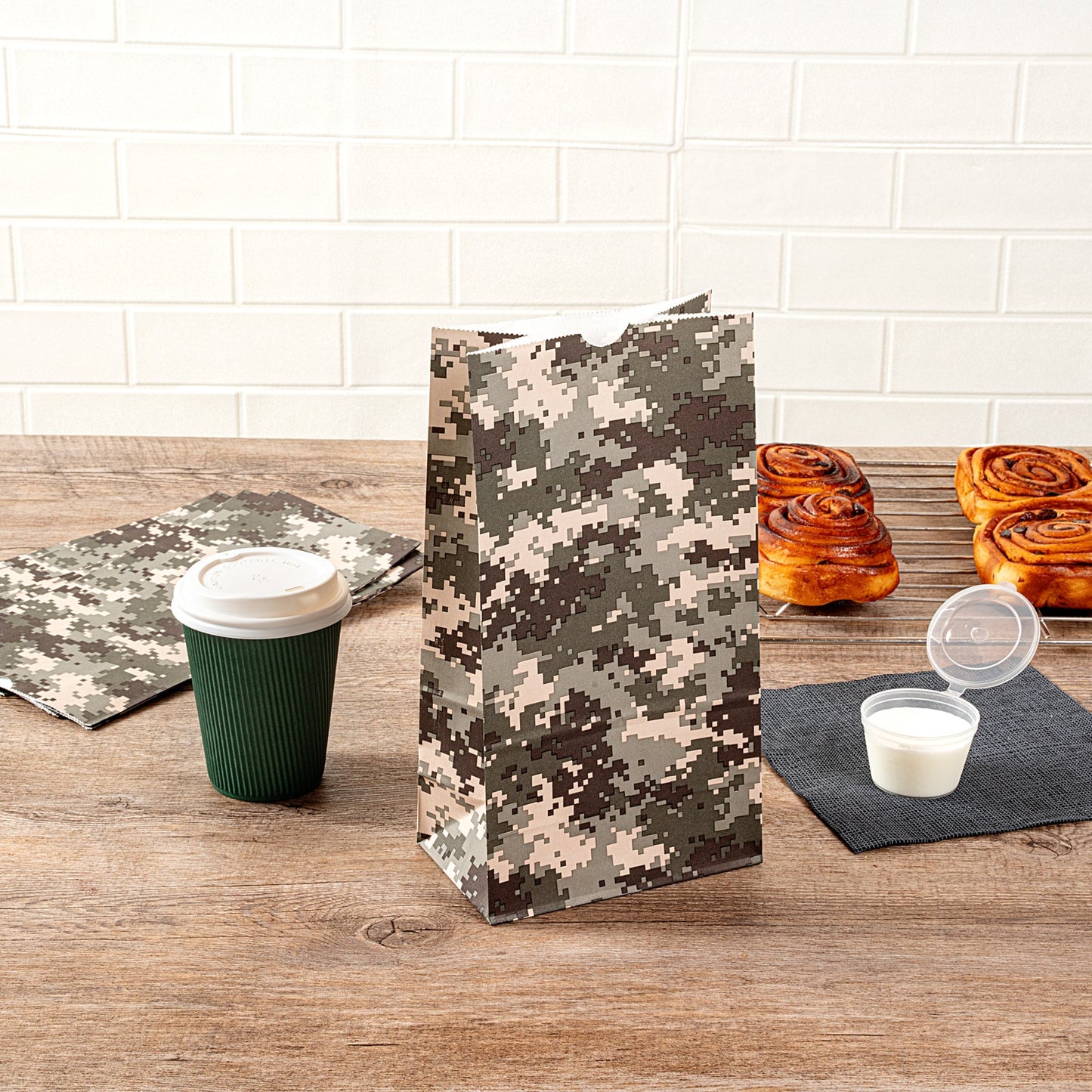 Bag Tek Camouflage Paper Bag - 6 lb - 6" x 3 1/2" x 10 3/4" - 100 count box