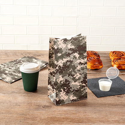Bag Tek Camouflage Paper Bag - 6 lb - 6" x 3 1/2" x 10 3/4" - 100 count box