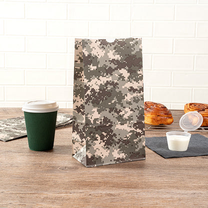 Bag Tek Camouflage Paper Bag - 6 lb - 6" x 3 1/2" x 10 3/4" - 100 count box