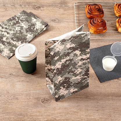 Bag Tek Camouflage Paper Bag - 6 lb - 6" x 3 1/2" x 10 3/4" - 100 count box