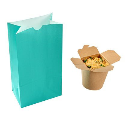 Bag Tek Turquoise Paper Bag - 6 lb - 6" x 3 1/2" x 10 3/4" - 100 count box