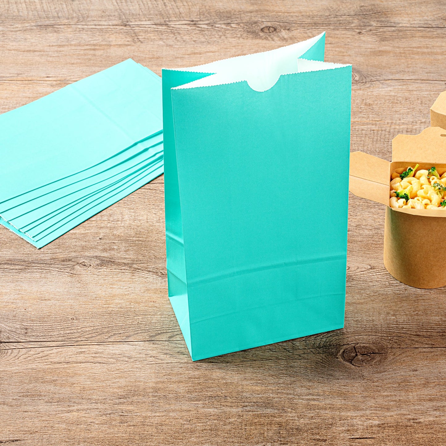 Bag Tek Turquoise Paper Bag - 6 lb - 6" x 3 1/2" x 10 3/4" - 100 count box