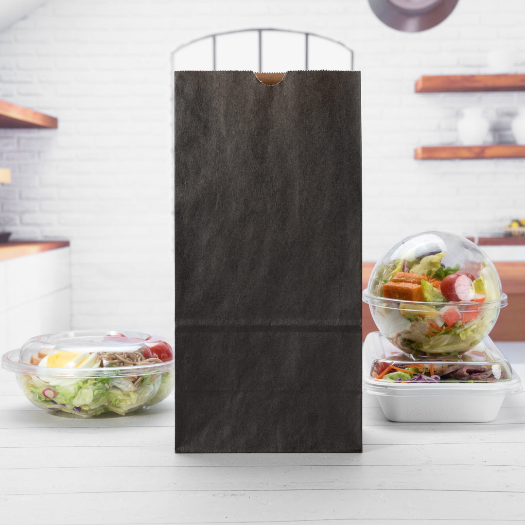 Bag Tek Black Paper Bag - 8 lb - 6" x 4" x 11 3/4" - 100 count box