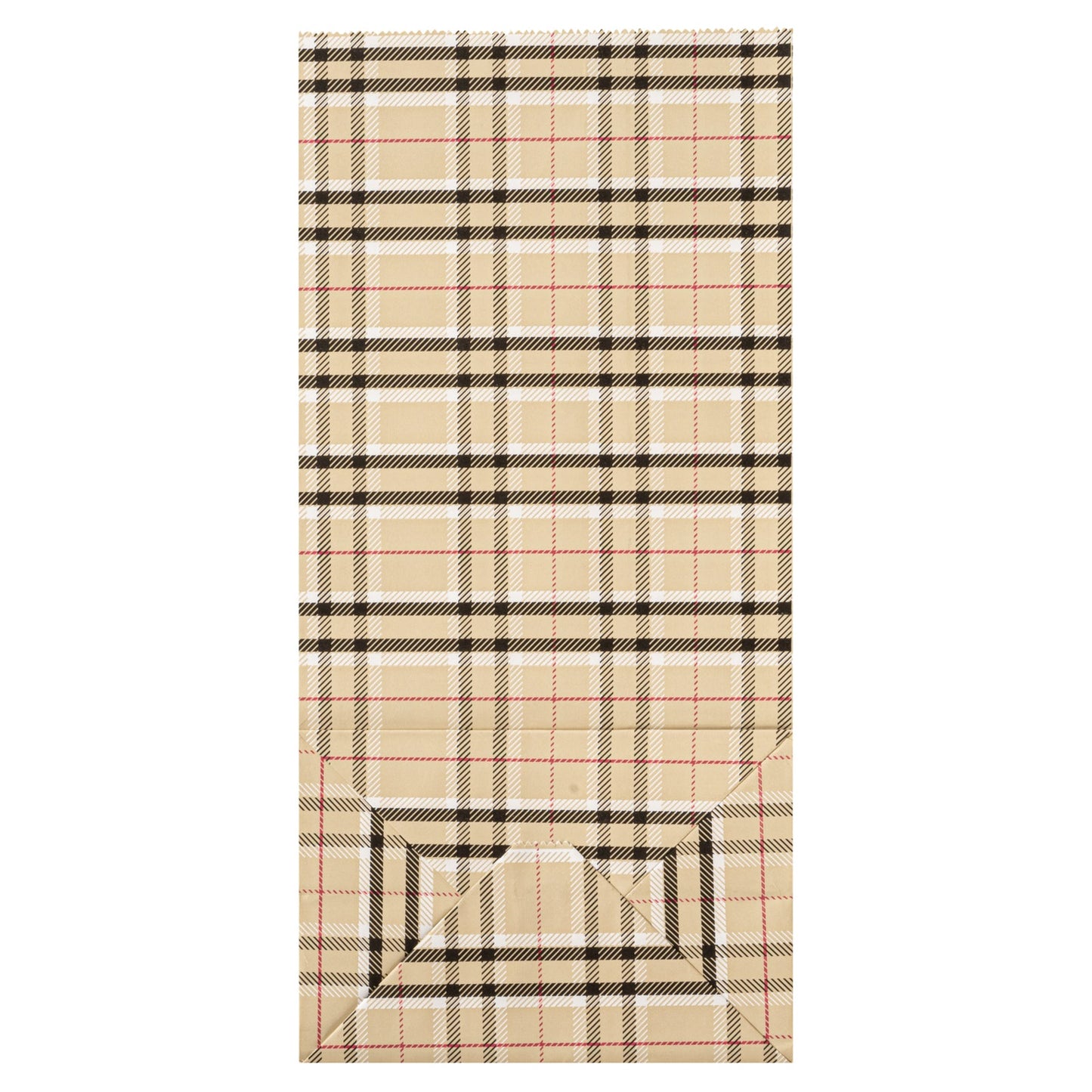 Bag Tek Plaid Paper Bag - 8 lb - 6" x 4" x 11 3/4" - 100 count box