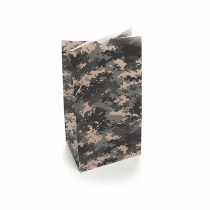 Bag Tek Camouflage Paper Bag - 8 lb - 6" x 4" x 11 3/4" - 100 count box