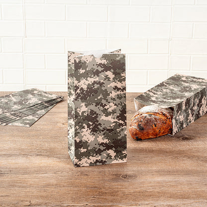 Bag Tek Camouflage Paper Bag - 8 lb - 6" x 4" x 11 3/4" - 100 count box