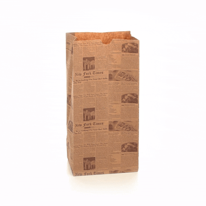 Bag Tek Kraft Newsprint Paper Bag - 8 lb - 6" x 4" x 11 3/4" - 100 count box