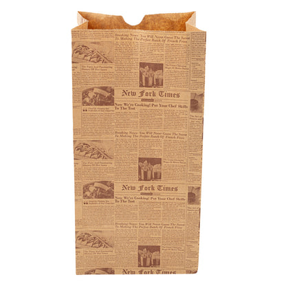 Bag Tek Kraft Newsprint Paper Bag - 8 lb - 6" x 4" x 11 3/4" - 100 count box