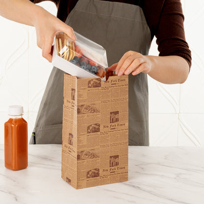 Bag Tek Kraft Newsprint Paper Bag - 8 lb - 6" x 4" x 11 3/4" - 100 count box