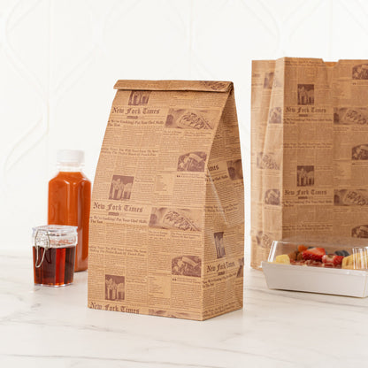 Bag Tek Kraft Newsprint Paper Bag - 8 lb - 6" x 4" x 11 3/4" - 100 count box