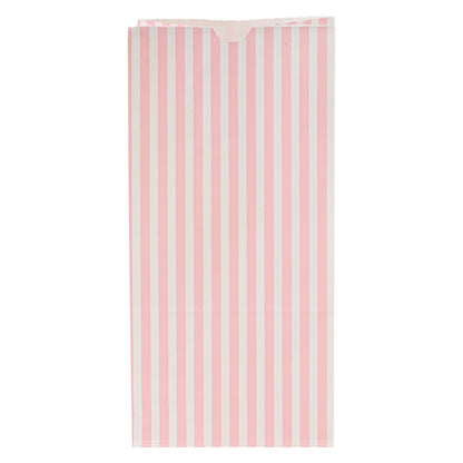 Bag Tek Pink and White Stripe Paper Bag - 8 lb - 6" x 4" x 11 3/4" - 100 count box