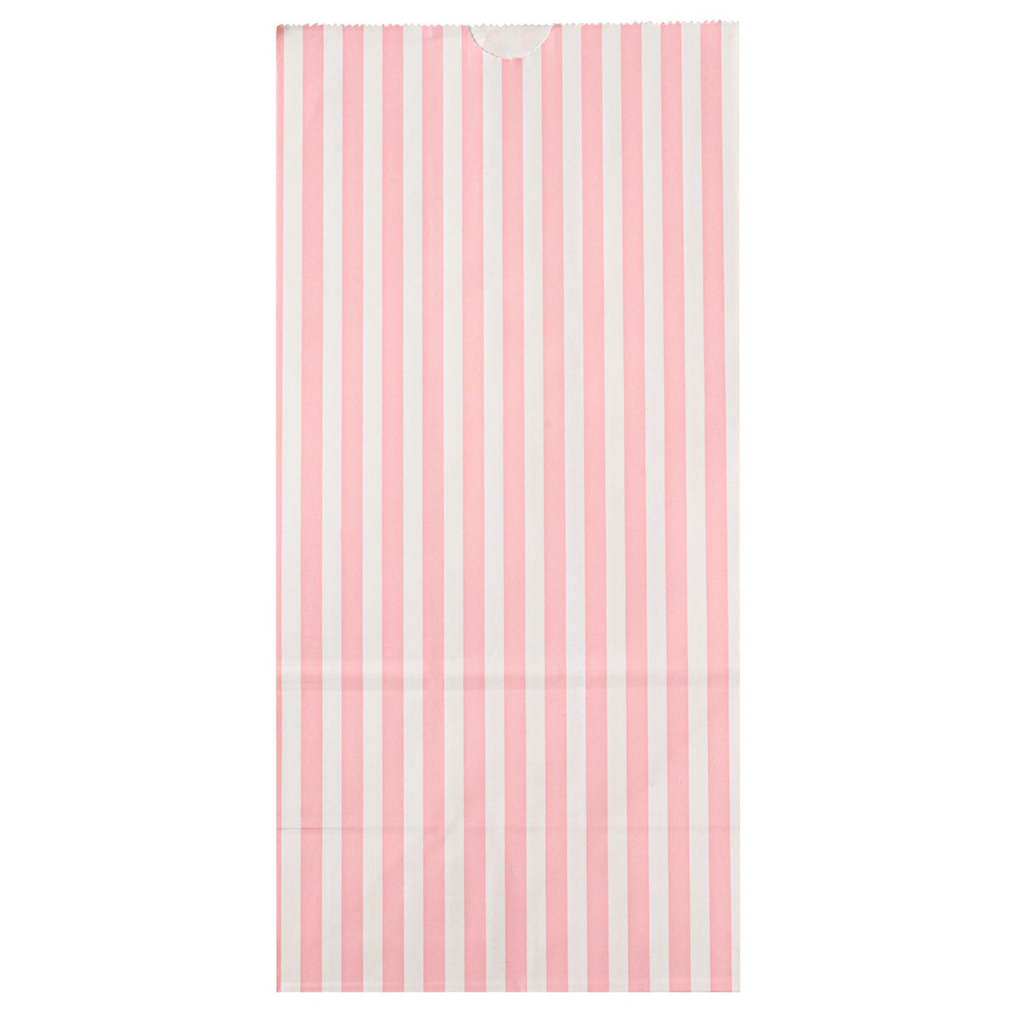 Bag Tek Pink and White Stripe Paper Bag - 8 lb - 6" x 4" x 11 3/4" - 100 count box