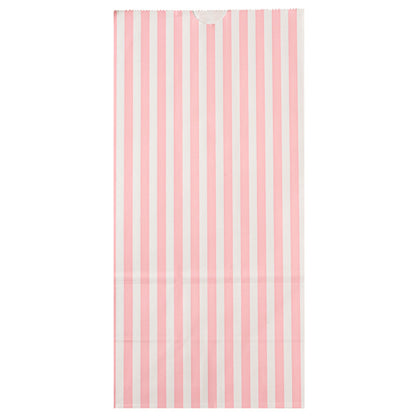 Bag Tek Pink and White Stripe Paper Bag - 8 lb - 6" x 4" x 11 3/4" - 100 count box