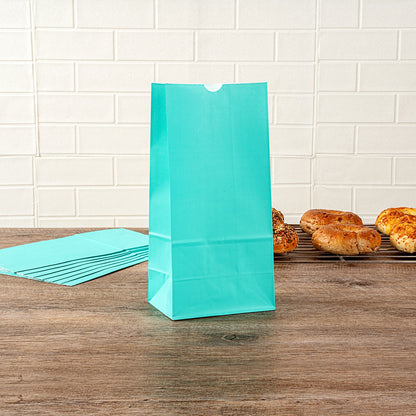 Bag Tek Turquoise Paper Bag - 8 lb - 6" x 4" x 11 3/4" - 100 count box