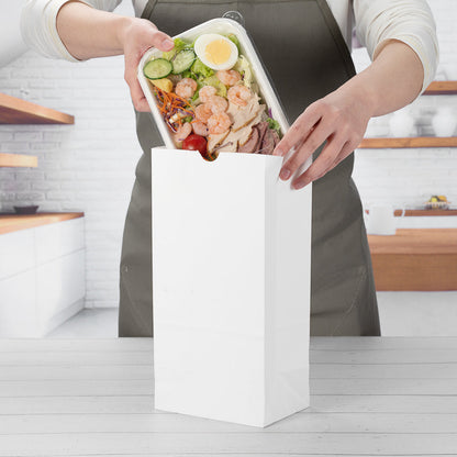 Bag Tek White Paper Bag - 8 lb - 6" x 4" x 11 3/4" - 100 count box