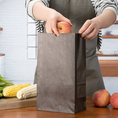 Bag Tek Black Paper Bag - 12 lb - 7" x 4 1/4" x 12 1/2" - 100 count box