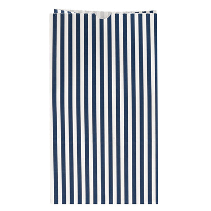 Bag Tek Blue and White Stripe Paper Bag - 12 lb - 7" x 4 1/4" x 12 1/2" - 100 count box