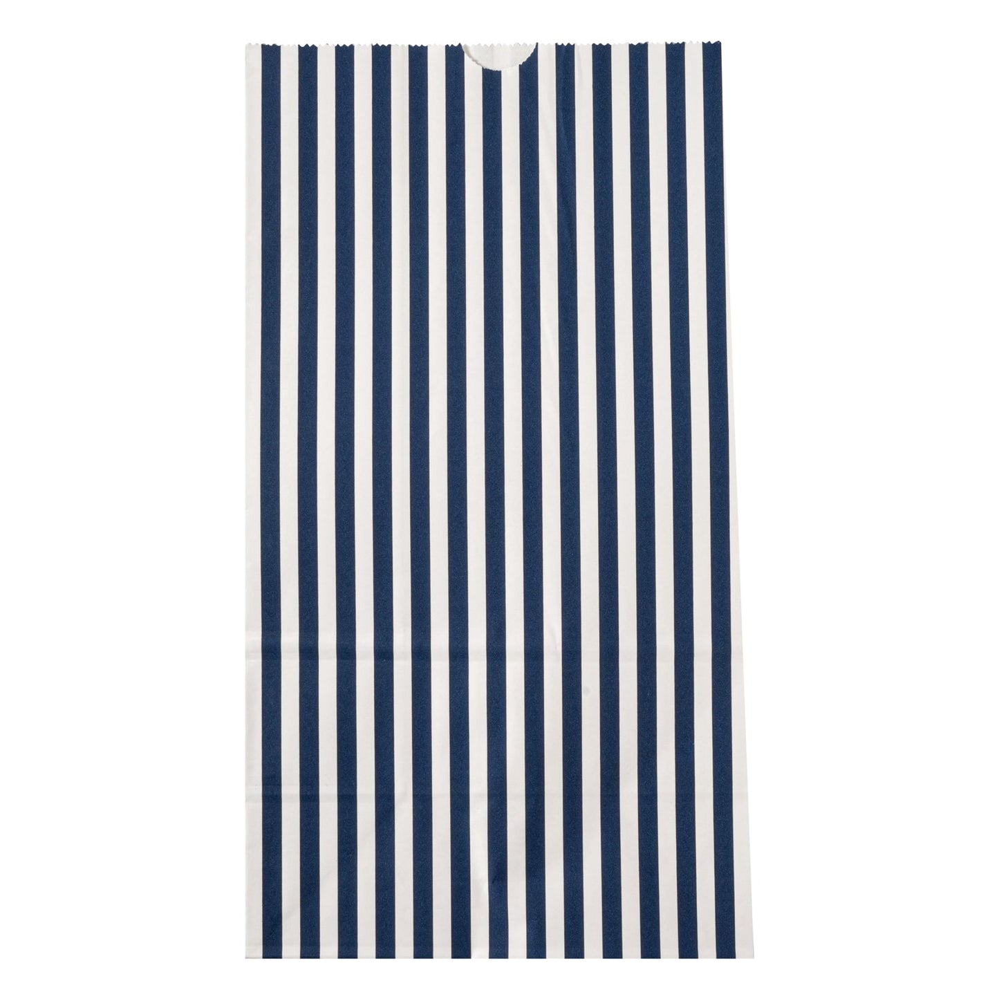 Bag Tek Blue and White Stripe Paper Bag - 12 lb - 7" x 4 1/4" x 12 1/2" - 100 count box
