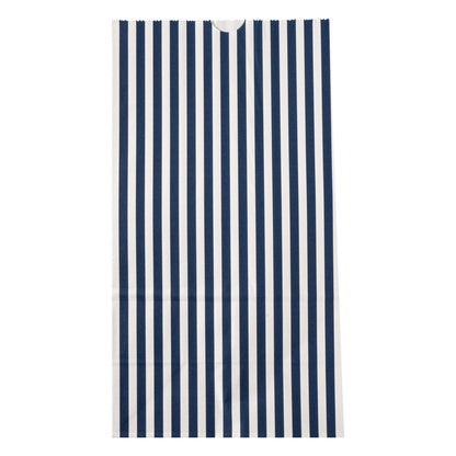 Bag Tek Blue and White Stripe Paper Bag - 12 lb - 7" x 4 1/4" x 12 1/2" - 100 count box