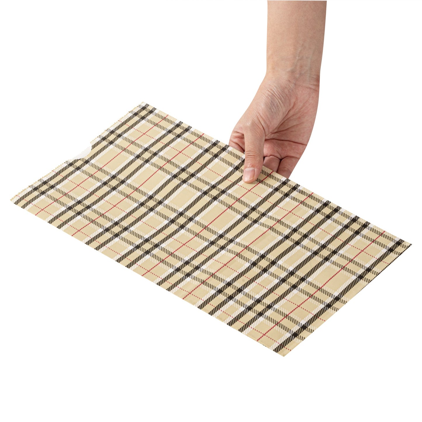Bag Tek Plaid Paper Bag - 12 lb - 7" x 4 1/4" x 12 1/2" - 100 count box