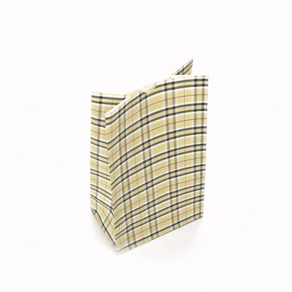 Bag Tek Plaid Paper Bag - 12 lb - 7" x 4 1/4" x 12 1/2" - 100 count box