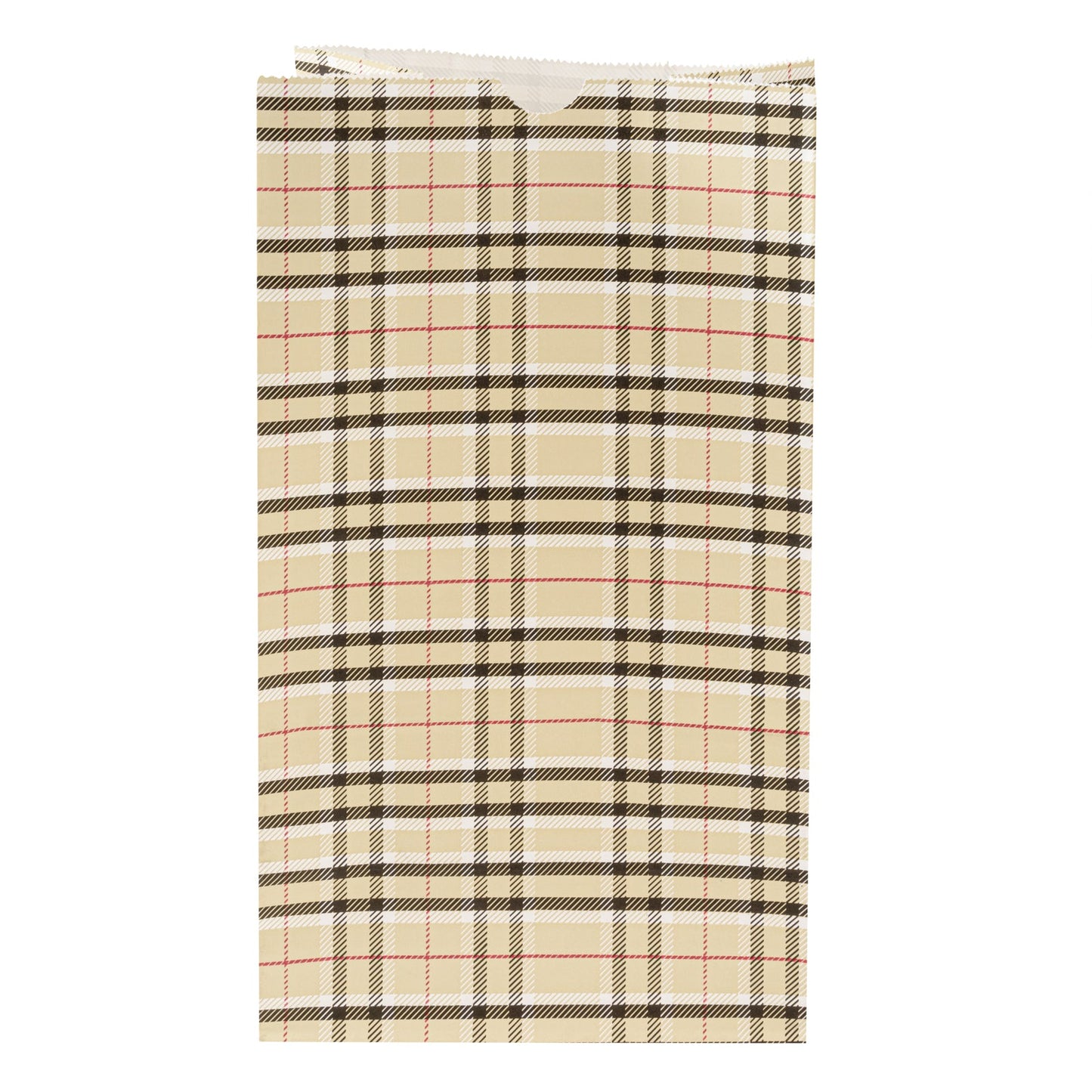 Bag Tek Plaid Paper Bag - 12 lb - 7" x 4 1/4" x 12 1/2" - 100 count box