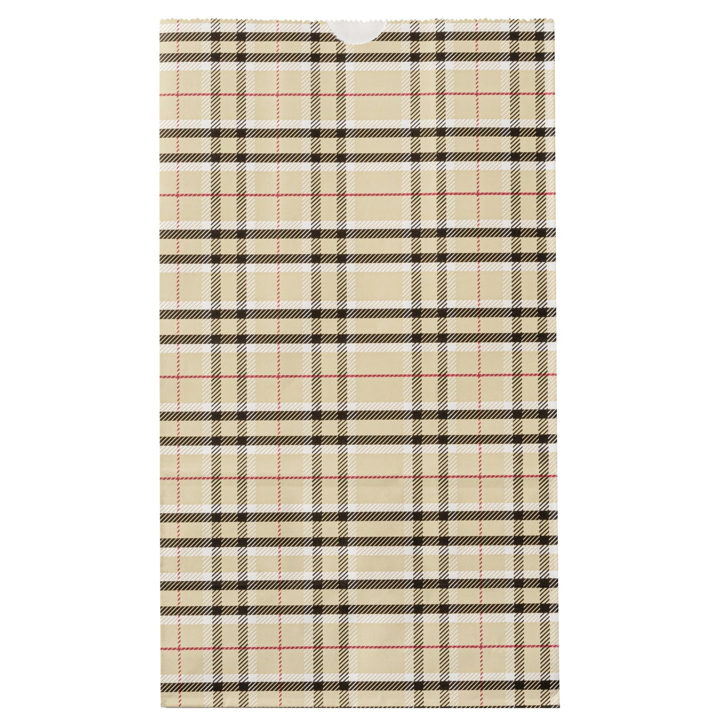 Bag Tek Plaid Paper Bag - 12 lb - 7" x 4 1/4" x 12 1/2" - 100 count box