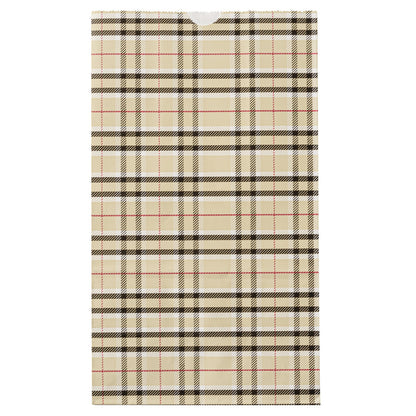 Bag Tek Plaid Paper Bag - 12 lb - 7" x 4 1/4" x 12 1/2" - 100 count box