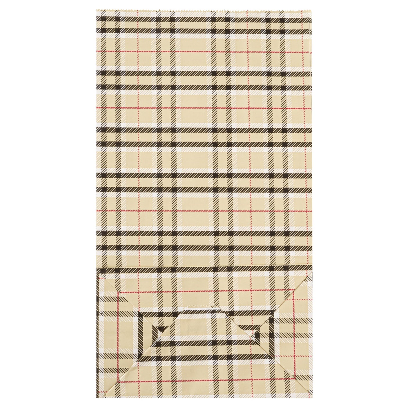 Bag Tek Plaid Paper Bag - 12 lb - 7" x 4 1/4" x 12 1/2" - 100 count box