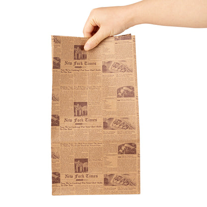 Bag Tek Kraft Newsprint Paper Bag - 12 lb - 7" x 4 1/4" x 12 1/2" - 100 count box