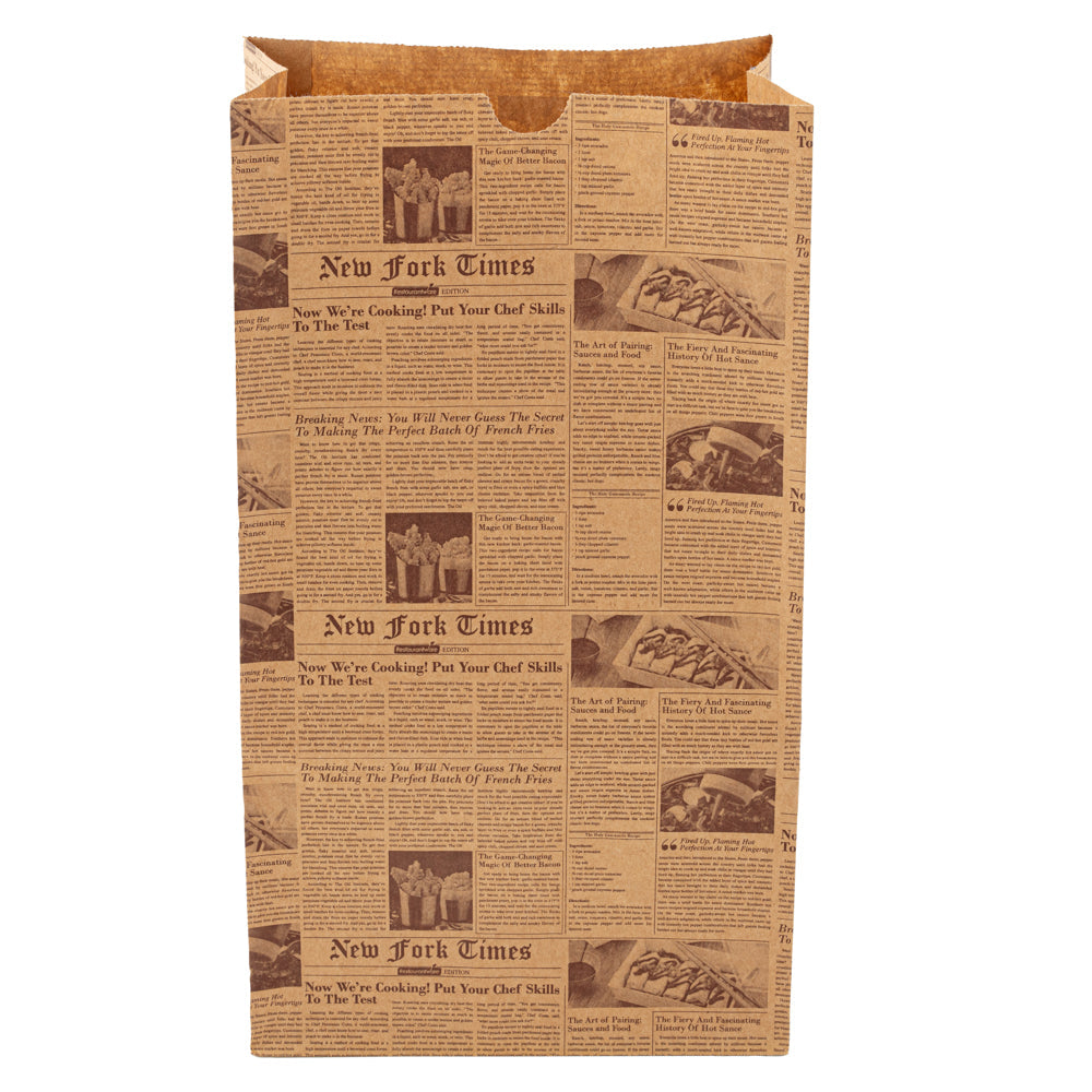 Bag Tek Kraft Newsprint Paper Bag - 12 lb - 7" x 4 1/4" x 12 1/2" - 100 count box